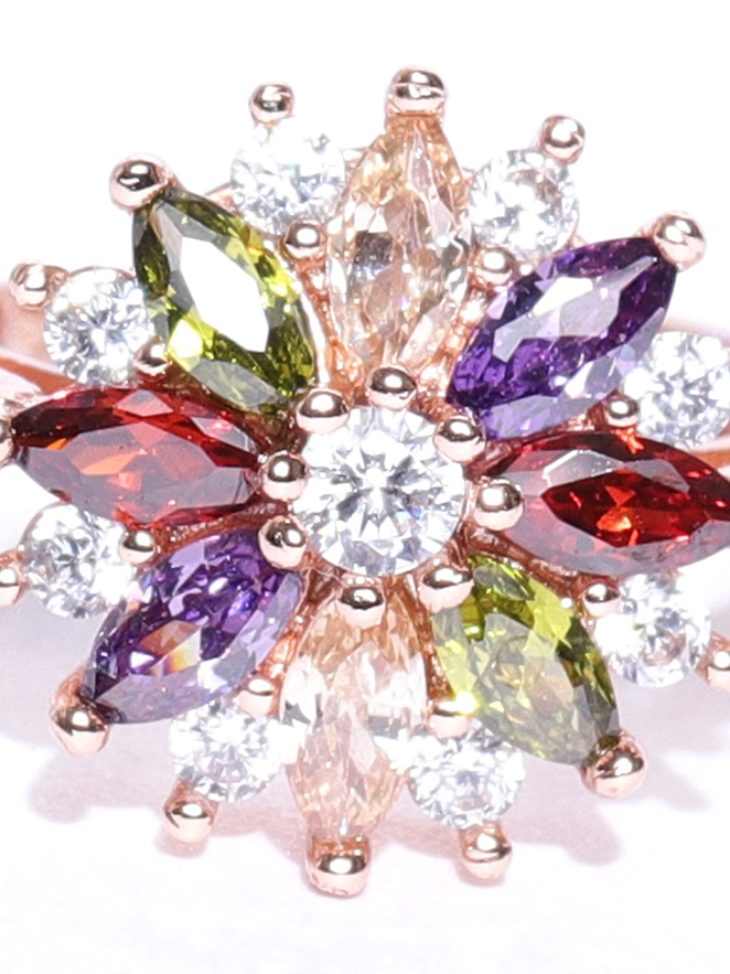 YouBella Women Rose Gold-Toned Stone-Studded Adjustable Ring