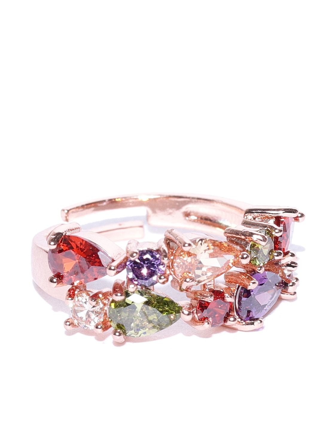 YouBella Women Rose Gold-Toned Stone-Studded Adjustable Ring