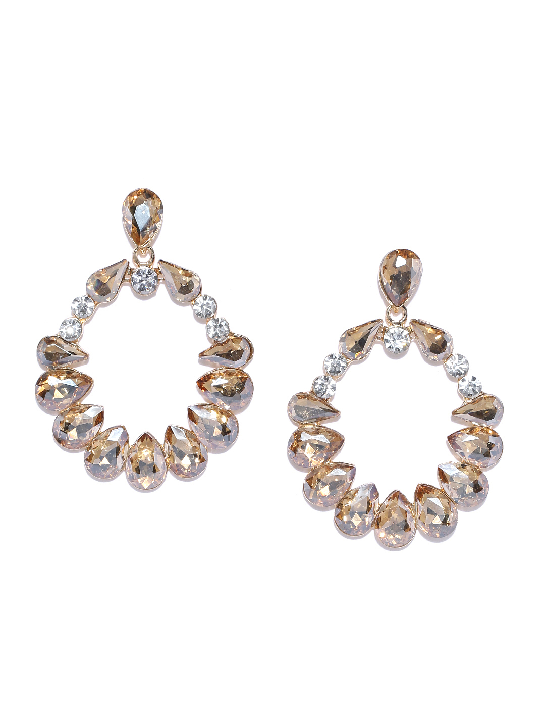 YouBella Gold-Plated Stone-Studded Circular Drop Earrings
