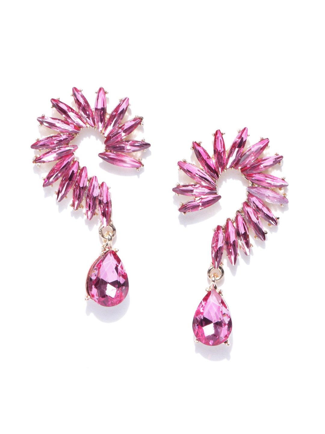 YouBella Pink Gold-Plated Spiked Drop Earrings