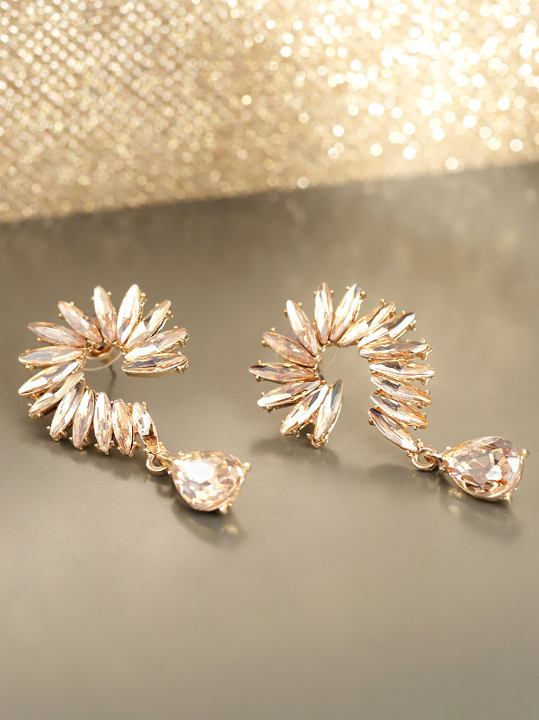 YouBella Gold-Plated Stone-Studded Spiked Drop Earrings