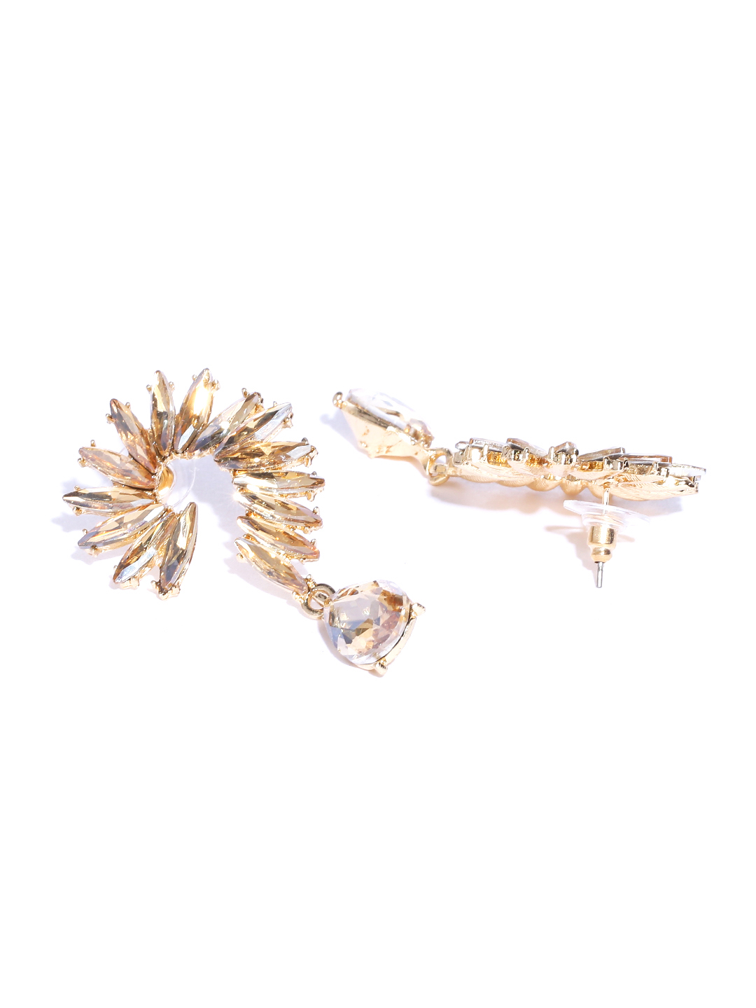YouBella Gold-Plated Stone-Studded Spiked Drop Earrings