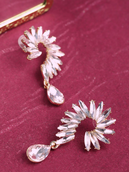 YouBella Lavender Gold-Plated Spiked Drop Earrings
