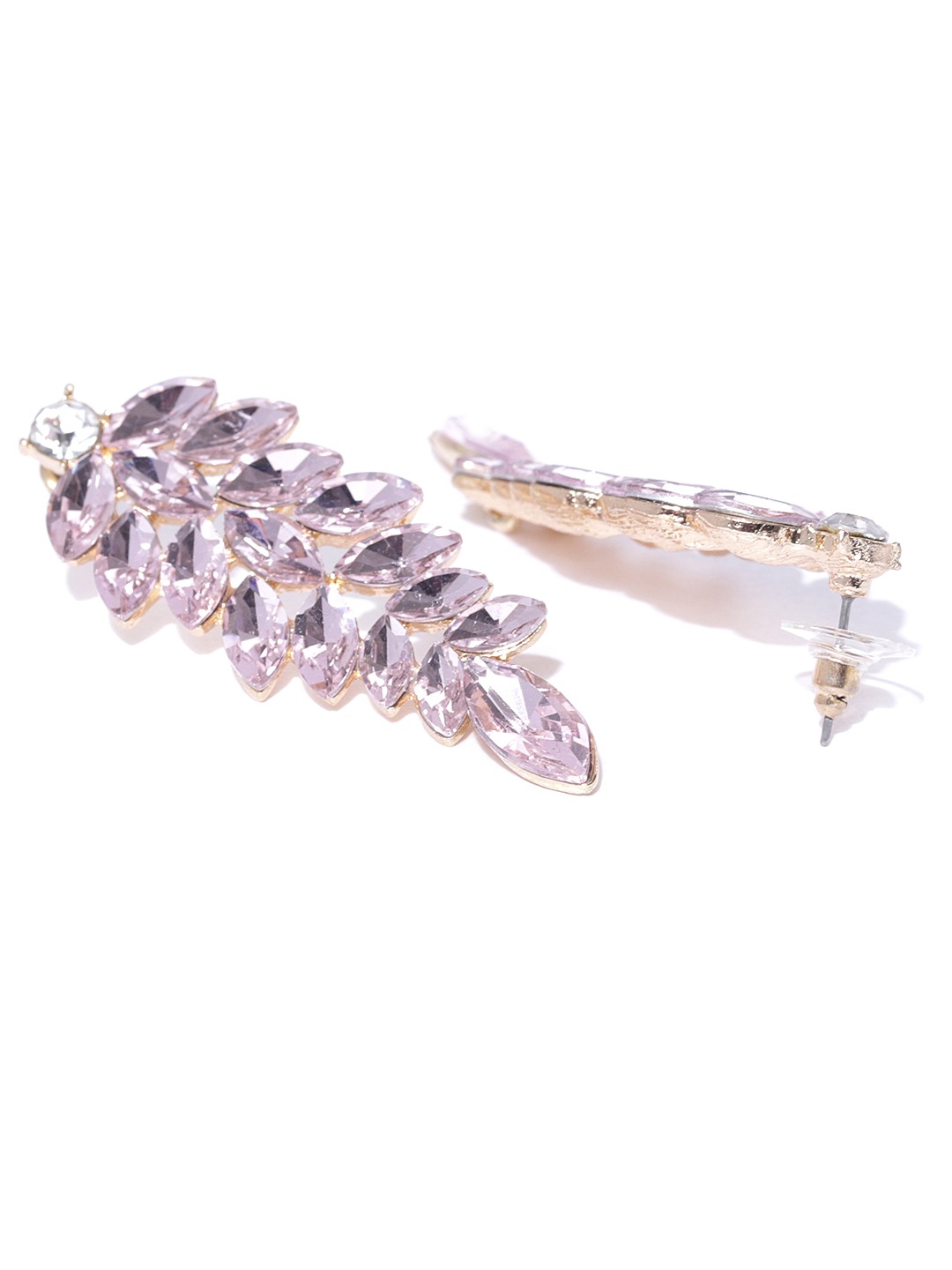 YouBella Pink Gold-Plated Stone-Studded Drop Earrings