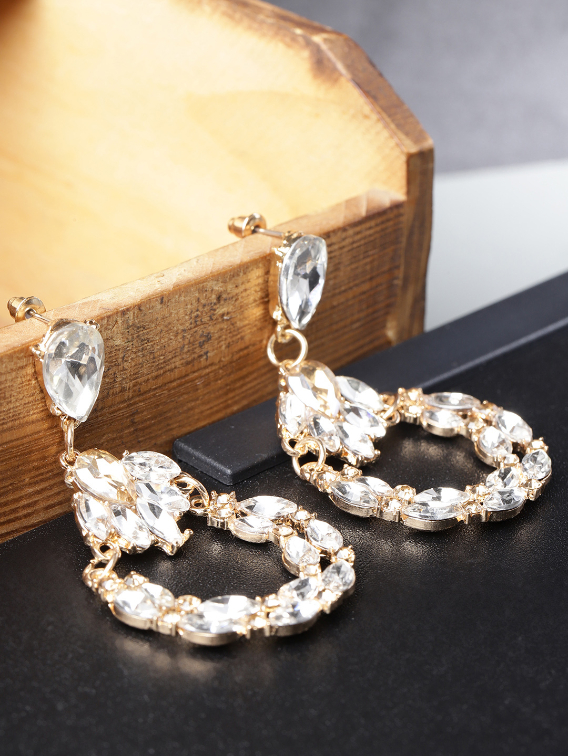 YouBella Gold-Plated Stone-Studded Teardrop Shaped Drop Earrings