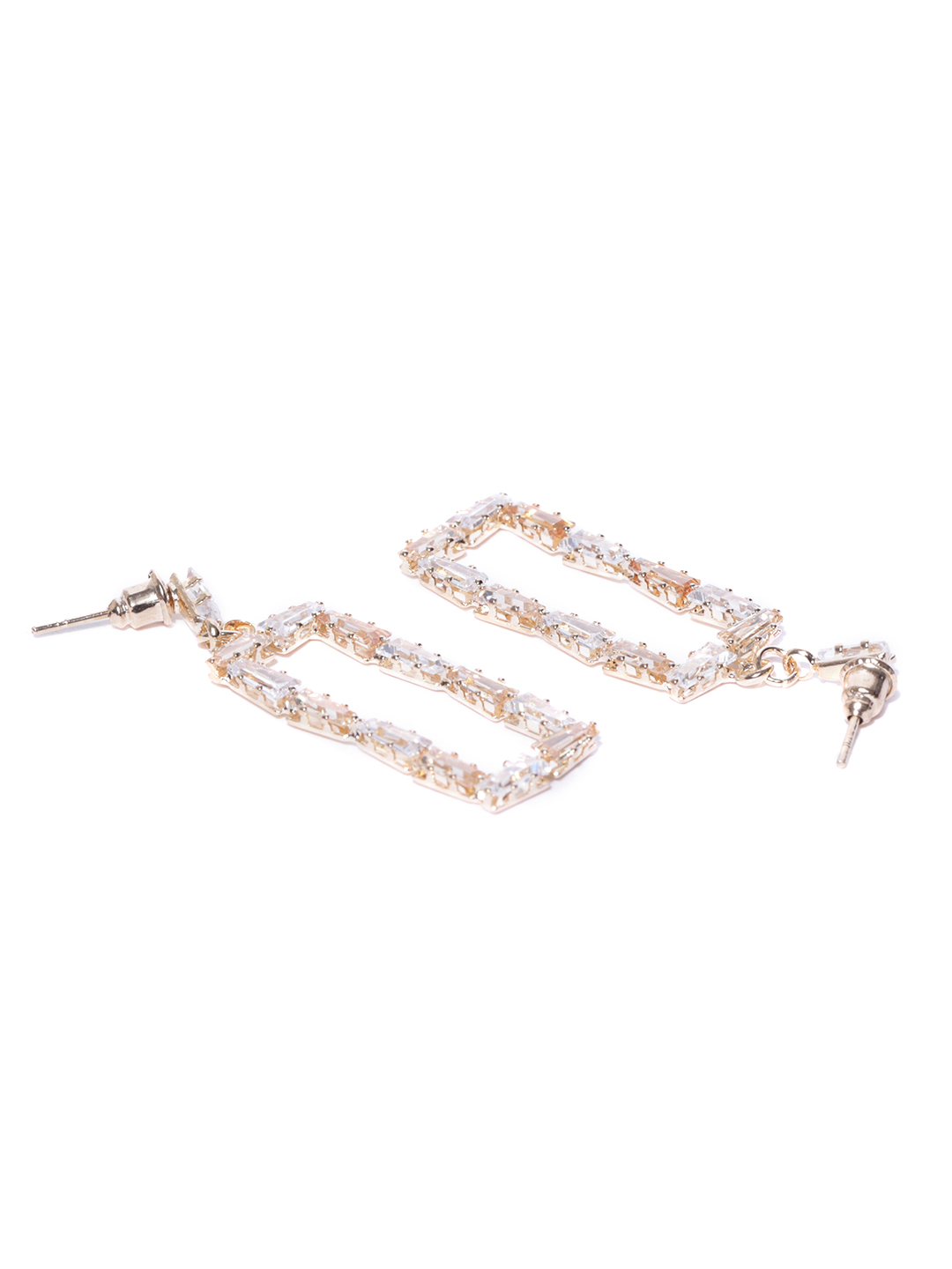 YouBella Gold-Plated Stone-Studded Geometric Drop Earrings