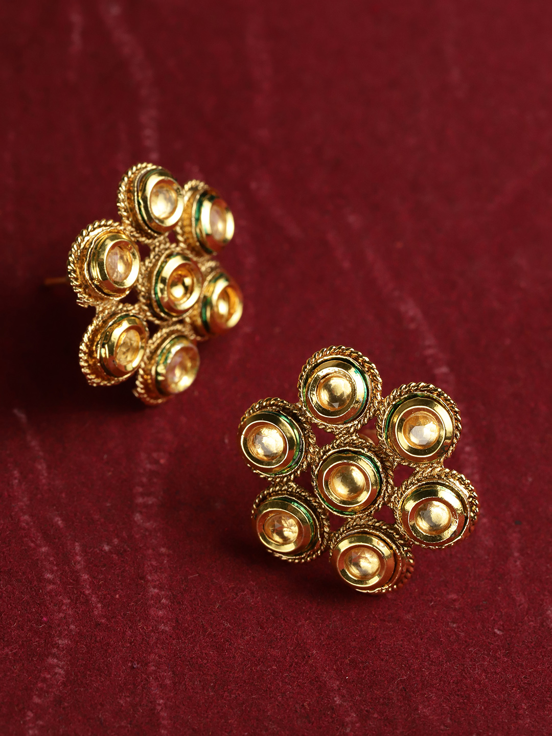 YouBella Gold-Plated Floral Oversized Studs