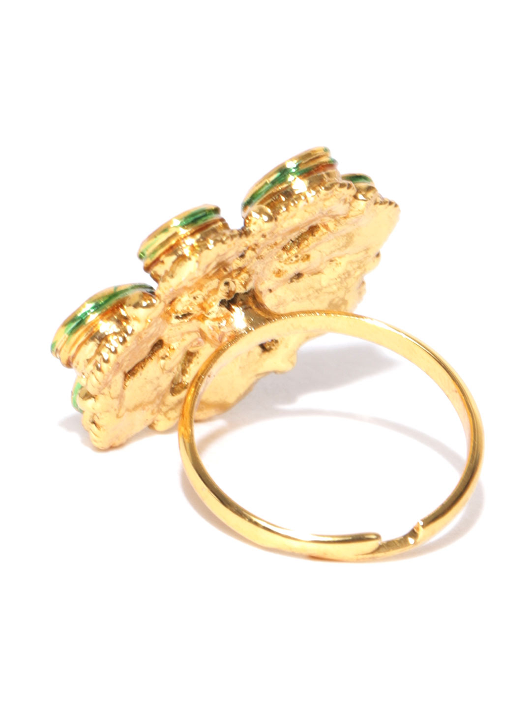 YouBella Women Gold-Plated Stone-Studded Floral Adjustable Ring