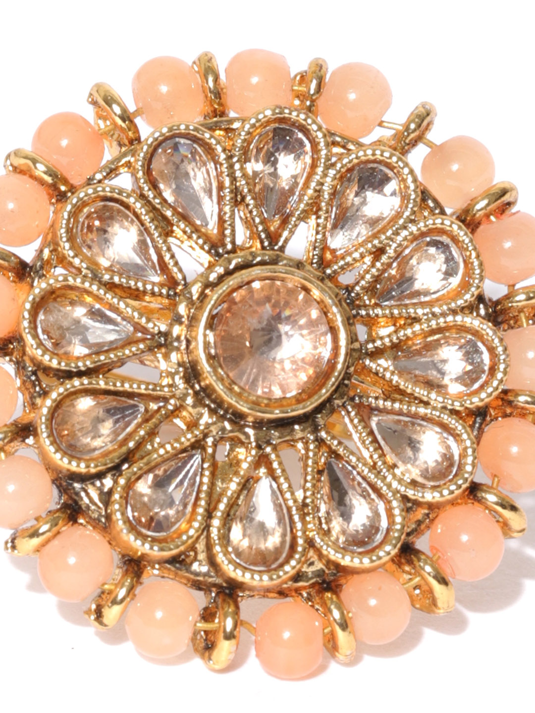 YouBella Peach-Coloured Gold-Plated Adjustable Finger Ring