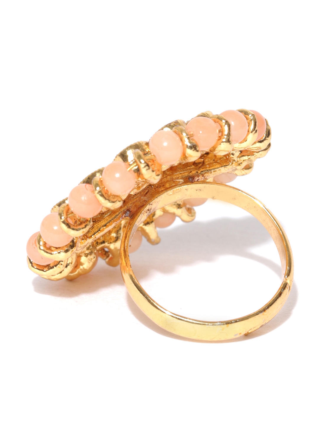 YouBella Peach-Coloured Gold-Plated Adjustable Finger Ring