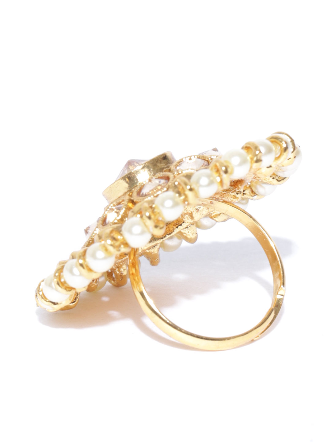 YouBella Off-White Gold-Plated Adjustable Finger Ring
