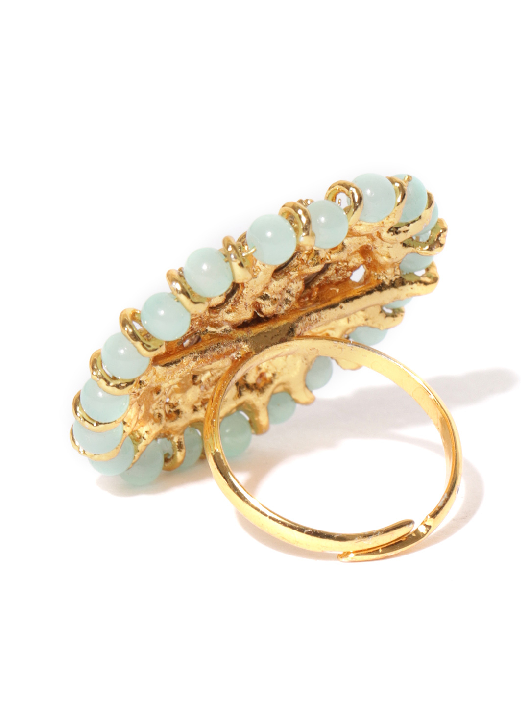 YouBella Sea Green Gold-Plated Adjustable Finger Ring