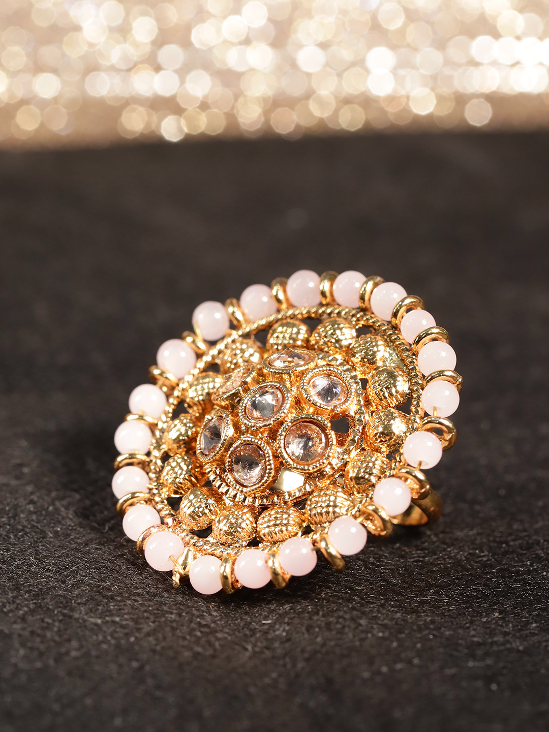 YouBella Pink Gold-Plated Adjustable Finger Ring