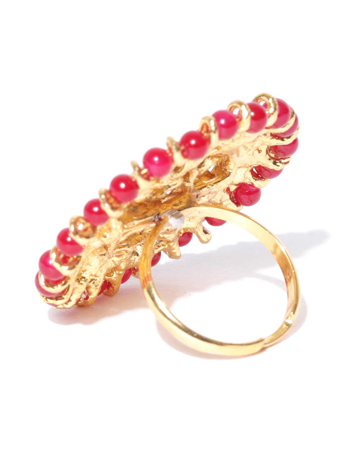 YouBella Red Gold-Plated Adjustable Finger Ring