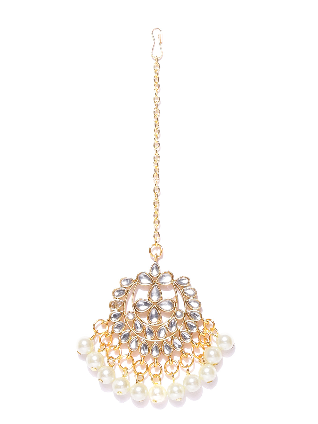 YouBella Cream-Coloured Gold-Plated Stone-Studded Handcrafted Jewellery Set