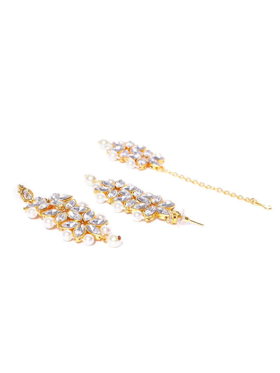 YouBella White Gold-Plated Stone-Studded Handcrafted Jewellery Set