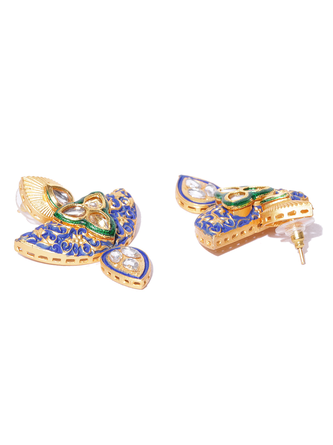 YouBella Off-White  Blue Gold-Plated Crescent-Shaped Enamelled Handcrafted Jewellery Set