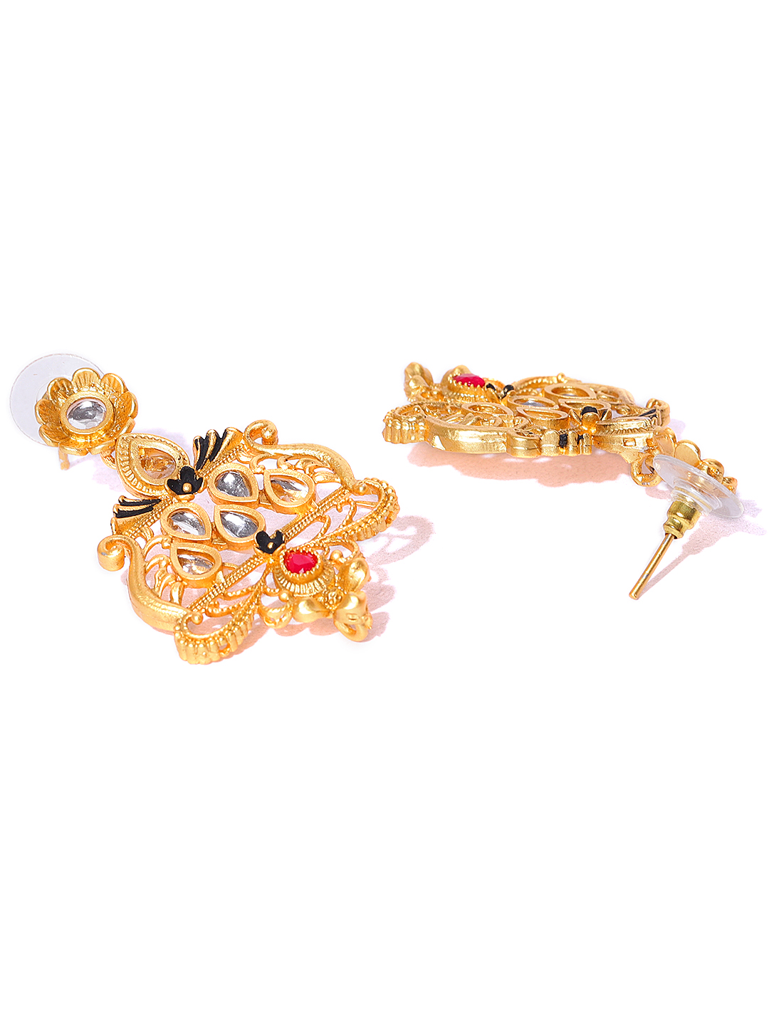 YouBella Off-White Gold-Plated Stone-Studded Enamelled Handcrafted Jewellery Set