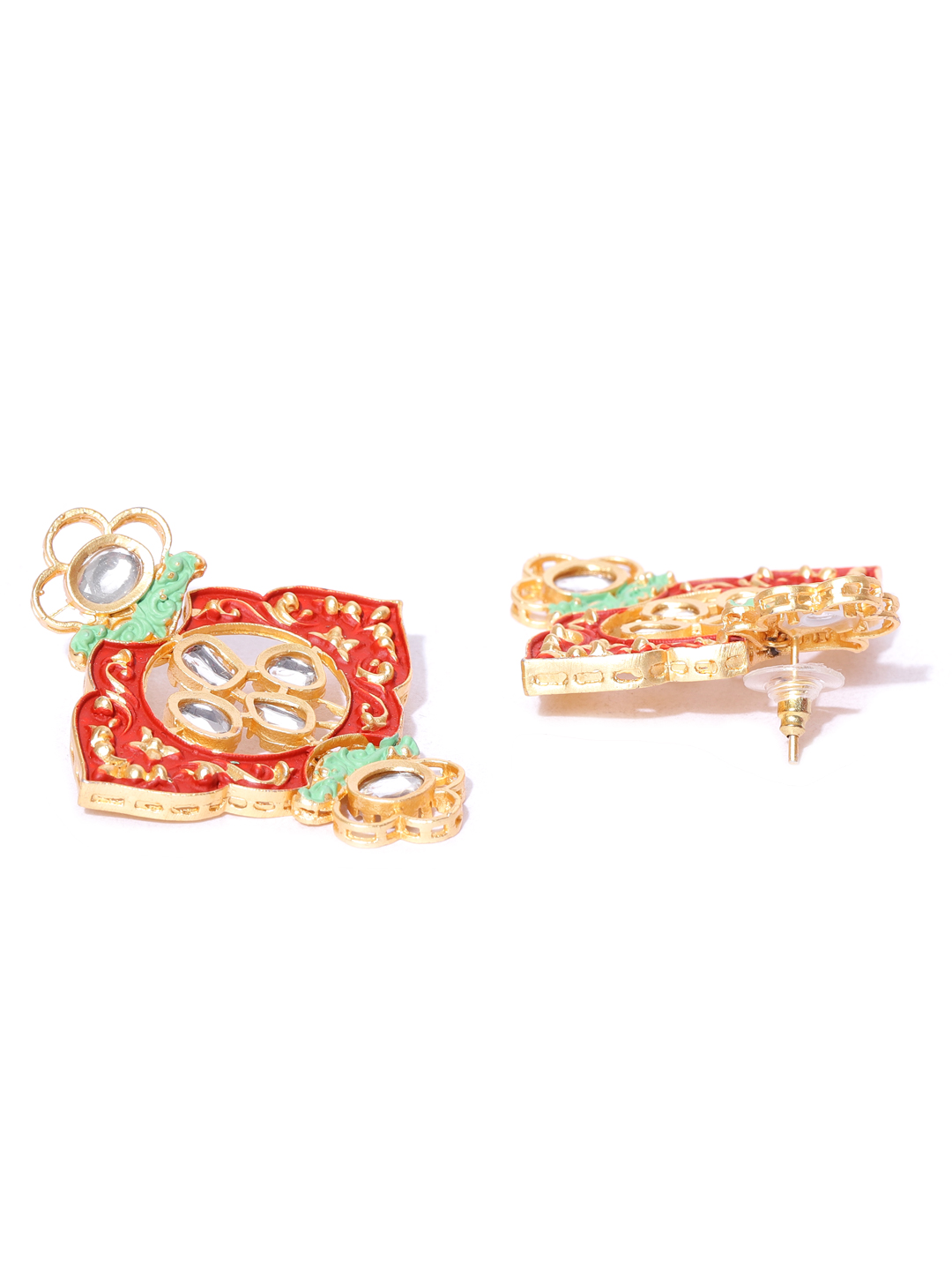 YouBella Off-White  Red Gold-Plated Beaded Enamelled Handcrafted Jewellery Set