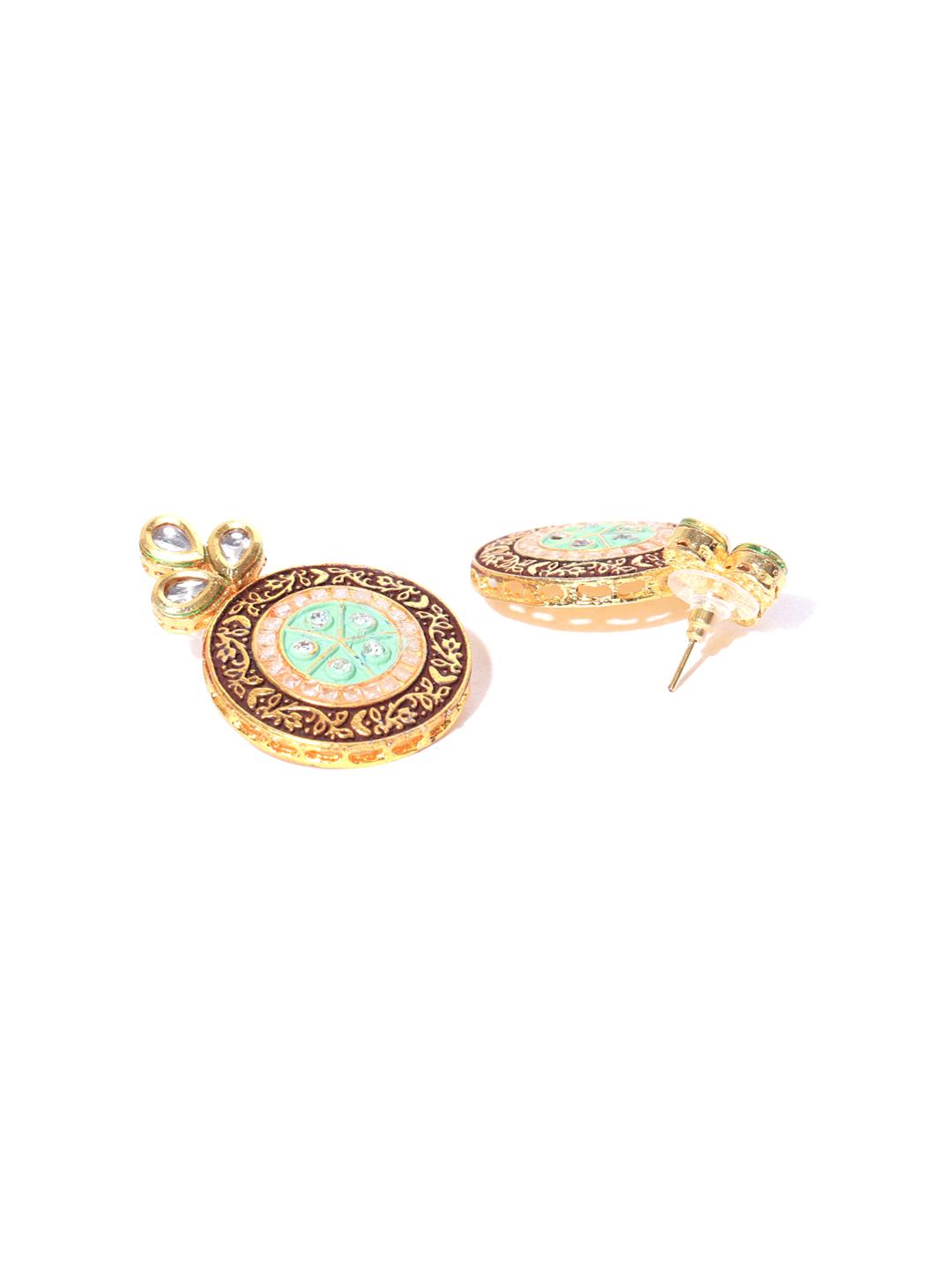 YouBella Green  Brown Gold-Plated Beaded Enamelled Handcrafted Jewellery Set