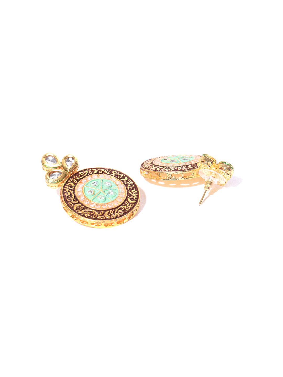 YouBella Green  Brown Gold-Plated Beaded Enamelled Handcrafted Jewellery Set