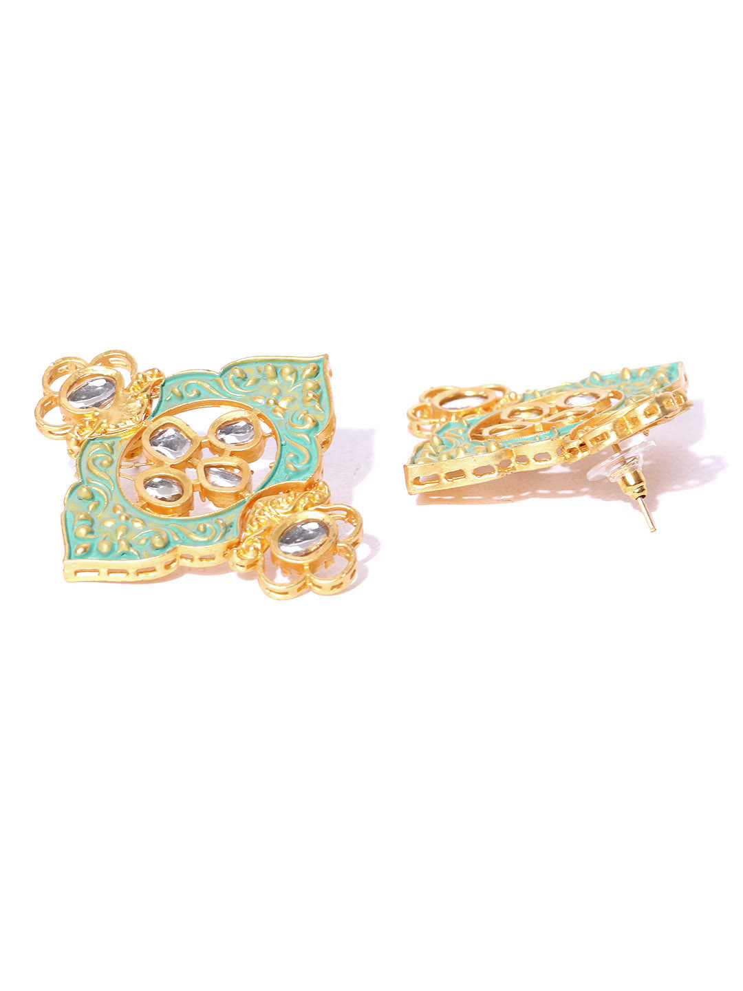 YouBella Green  Blue Gold-Plated Beaded Enamelled Handcrafted Jewellery Set