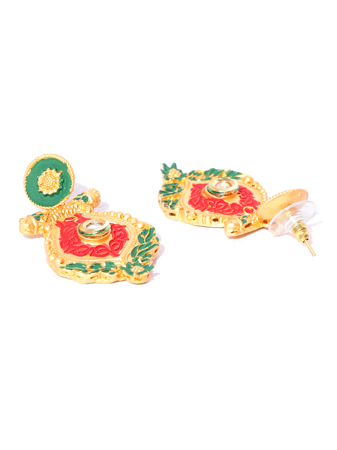 YouBella Off-White  Red Gold-Plated Beaded Enamelled Handcrafted Jewellery Set