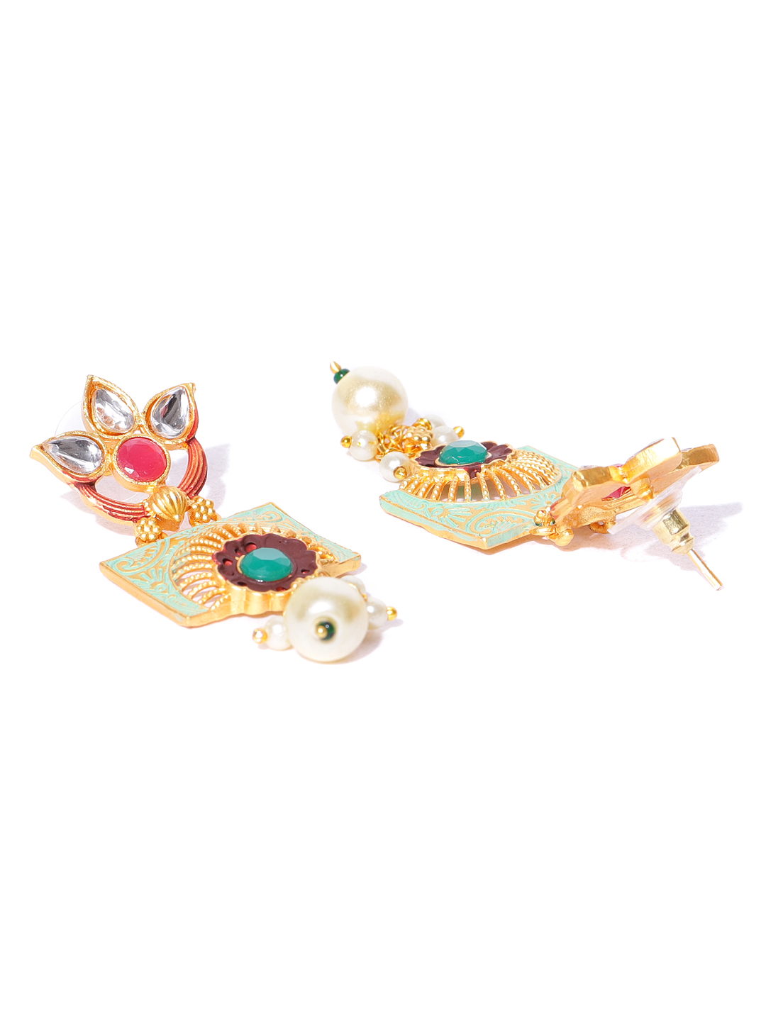 YouBella Green  Red Gold-Plated Beaded Enamelled Handcrafted Jewellery Set
