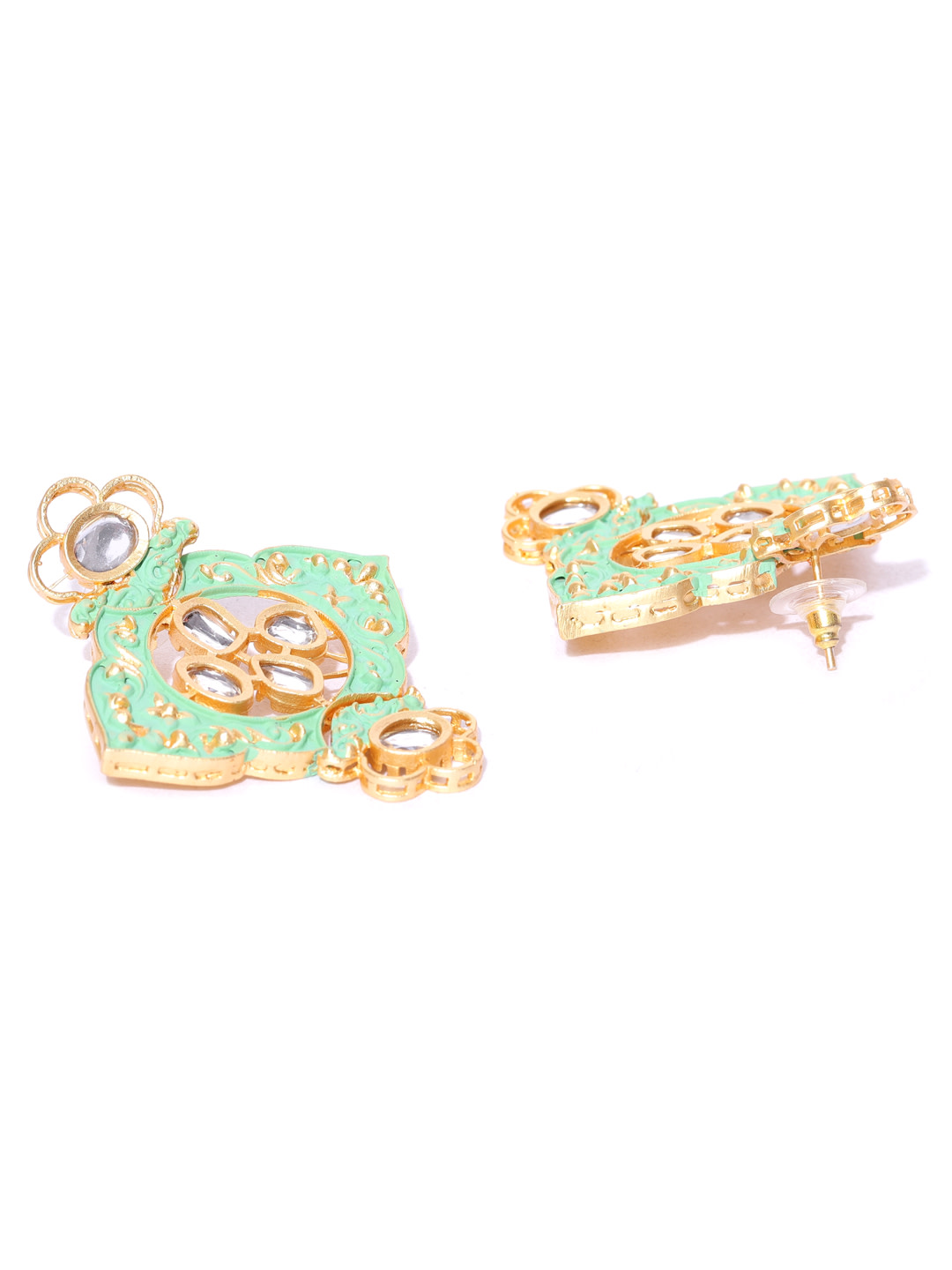 YouBella Off-White  Sea Green Gold-Plated Beaded Enamelled Handcrafted Jewellery Set