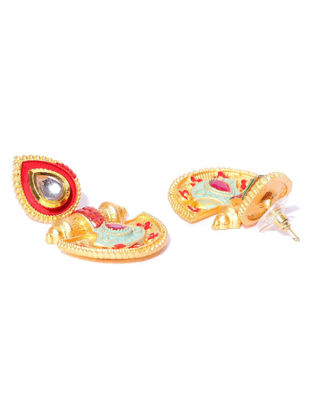 YouBella Blue  Red Gold-Plated Beaded Enamelled Handcrafted Jewellery Set